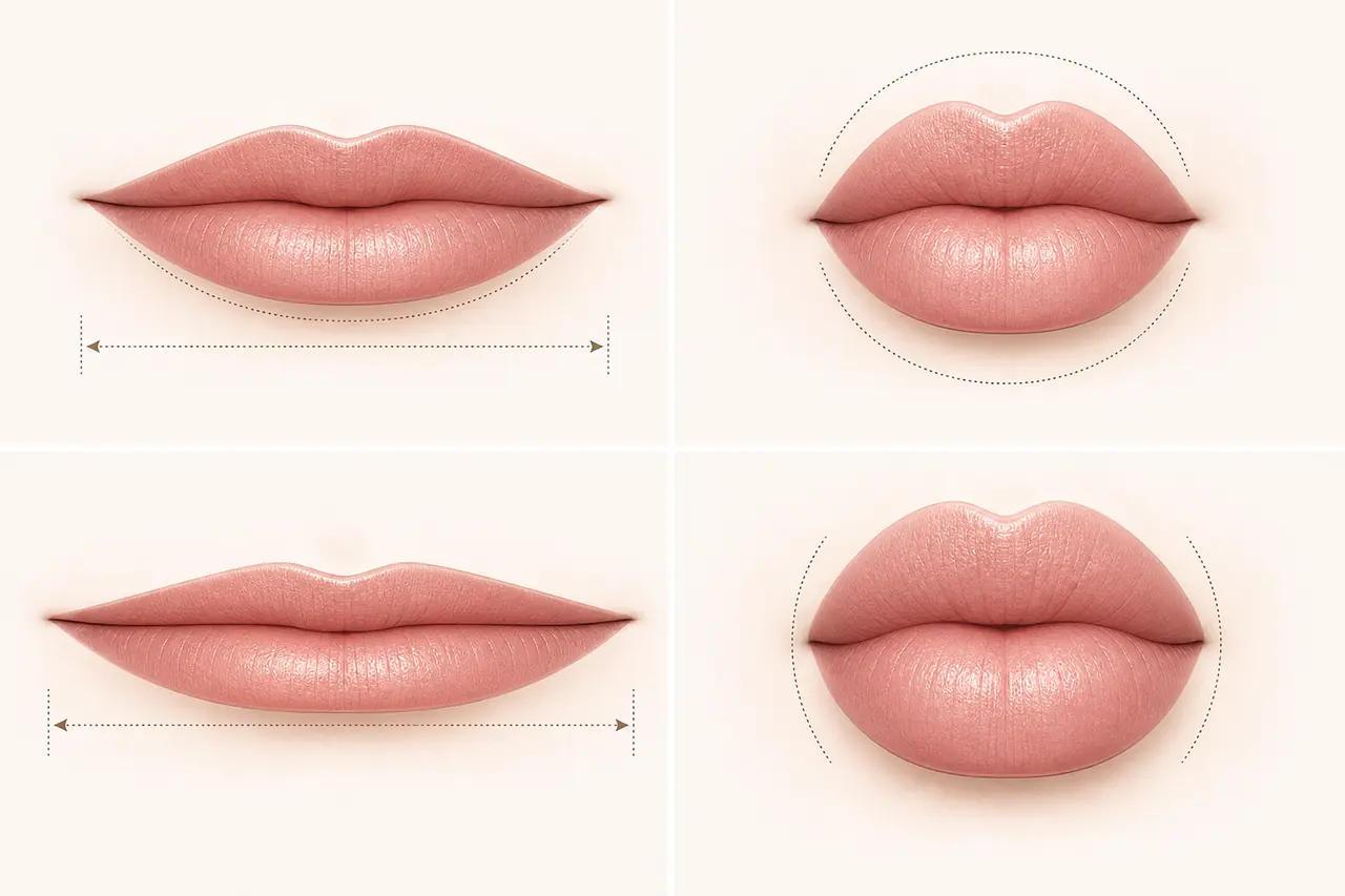Erfahre, wie ovale Lippen aussehen, wie sie sich von runden, breiten, vollen und herzförmigen Lippen unterscheiden, plus Make-up-, Foto- und KI-Tipps.