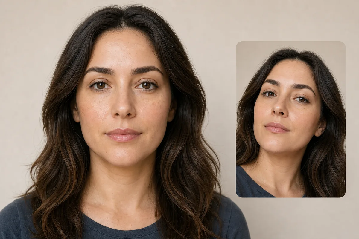 neutrales Frontalfoto im Vergleich zu einem geneigten Selfie